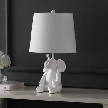 Kairi 21" Modern Shabby Chic Resin/Iron Happy Elephant LED Kids' Table Lamp with Phone Stand - JONATHAN Y